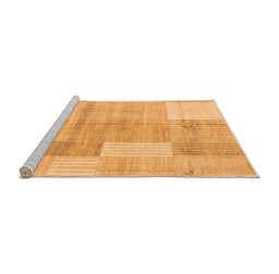 Sideview of Machine Washable Checkered Orange Modern Area Rugs, wshabs4025org