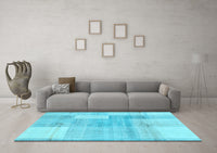 Machine Washable Checkered Light Blue Modern Rug, wshabs4025lblu