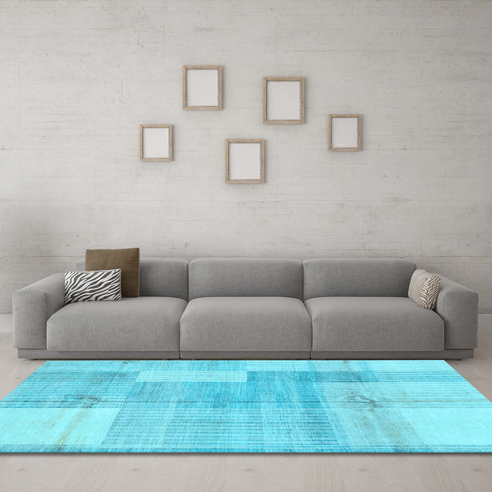 Machine Washable Checkered Light Blue Modern Rug in a Living Room, wshabs4025lblu