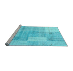 Sideview of Machine Washable Checkered Light Blue Modern Rug, wshabs4025lblu