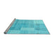 Sideview of Machine Washable Checkered Light Blue Modern Rug, wshabs4025lblu