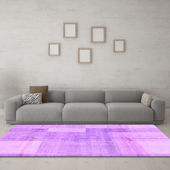 Machine Washable Checkered Purple Modern Area Rugs in a Living Room, wshabs4025pur