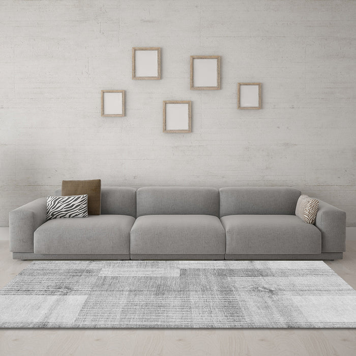 Machine Washable Checkered Gray Modern Rug in a Living Room,, wshabs4025gry