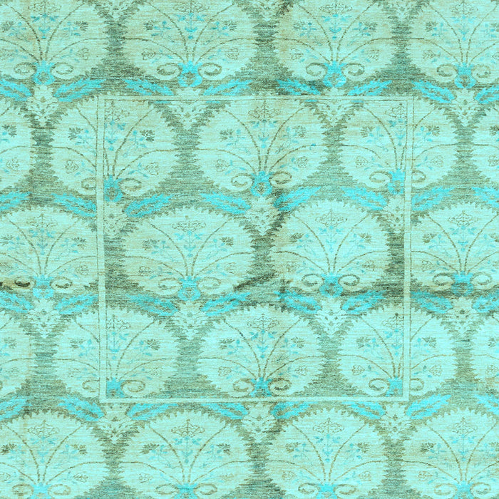 Square Machine Washable Oriental Light Blue Traditional Rug, wshabs4026lblu