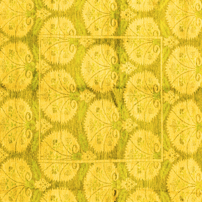 Square Machine Washable Oriental Yellow Traditional Rug, wshabs4026yw