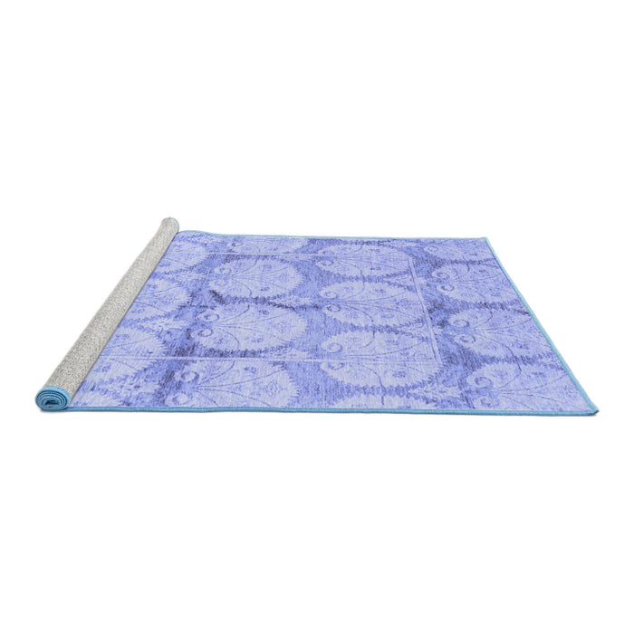 Sideview of Machine Washable Oriental Blue Traditional Rug, wshabs4026blu