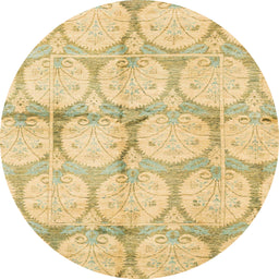Round Machine Washable Abstract Gold Rug, wshabs4026