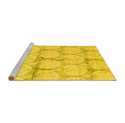 Sideview of Machine Washable Oriental Yellow Traditional Rug, wshabs4026yw