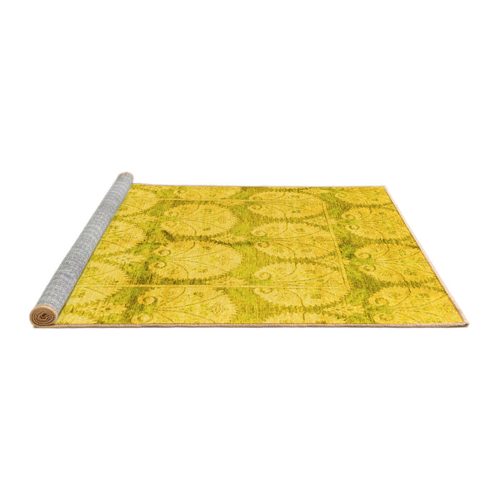 Sideview of Machine Washable Oriental Yellow Traditional Rug, wshabs4026yw