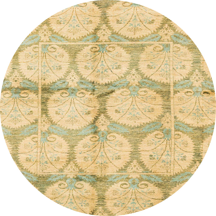 Round Abstract Gold Oriental Rug, abs4026