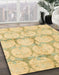 Abstract Gold Oriental Rug in Family Room, abs4026