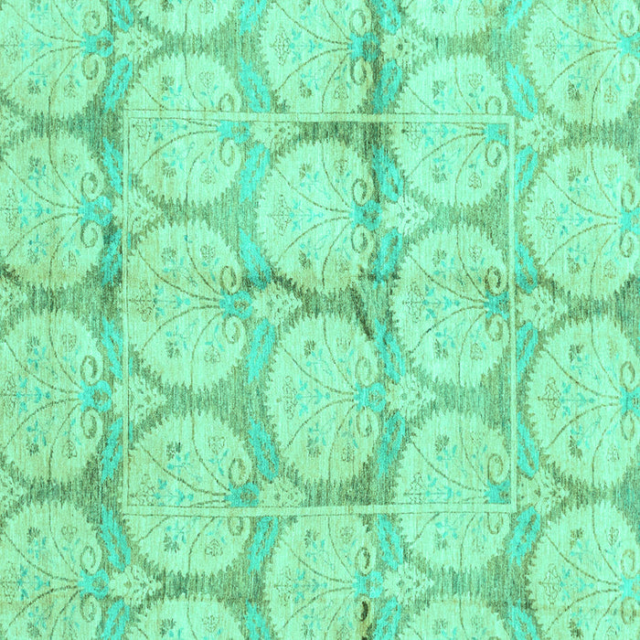 Square Machine Washable Oriental Turquoise Traditional Area Rugs, wshabs4026turq