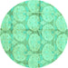 Round Oriental Turquoise Traditional Rug, abs4026turq