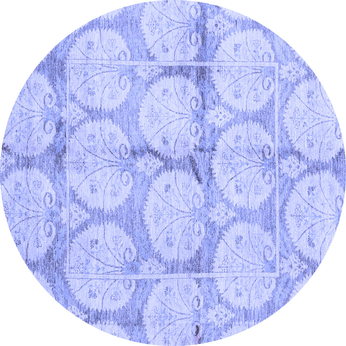 Round Machine Washable Oriental Blue Traditional Rug, wshabs4026blu