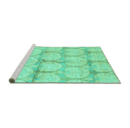 Sideview of Machine Washable Oriental Turquoise Traditional Area Rugs, wshabs4026turq