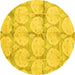 Round Oriental Yellow Traditional Rug, abs4026yw