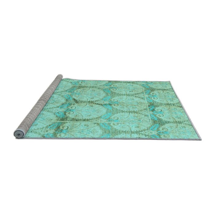 Sideview of Machine Washable Oriental Light Blue Traditional Rug, wshabs4026lblu