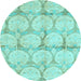 Round Oriental Light Blue Traditional Rug, abs4026lblu