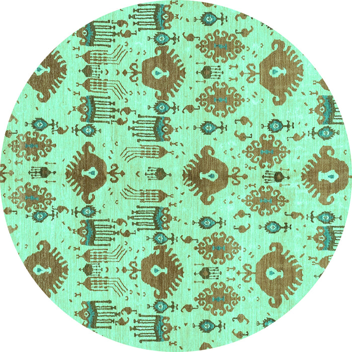 Round Abstract Turquoise Modern Rug, abs4027turq