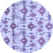 Round Machine Washable Abstract Blue Modern Rug, wshabs4027blu