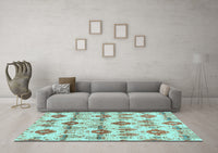 Machine Washable Abstract Light Blue Modern Rug, wshabs4027lblu