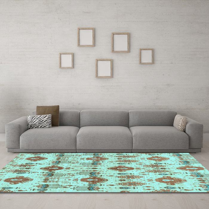 Machine Washable Abstract Light Blue Modern Rug in a Living Room, wshabs4027lblu