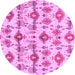 Round Machine Washable Abstract Purple Modern Area Rugs, wshabs4027pur