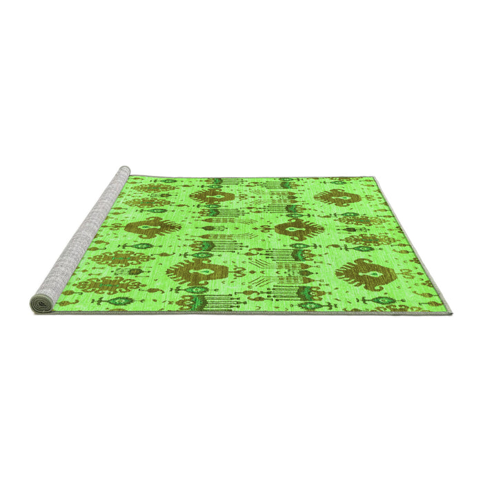 Sideview of Machine Washable Abstract Green Modern Area Rugs, wshabs4027grn