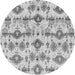 Round Machine Washable Abstract Gray Modern Rug, wshabs4027gry