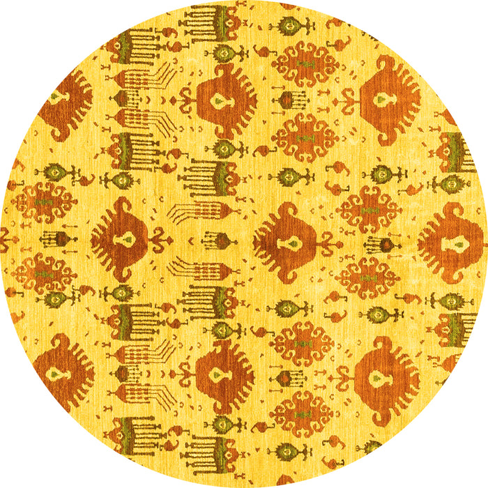 Round Abstract Yellow Modern Rug, abs4027yw