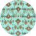 Round Machine Washable Abstract Light Blue Modern Rug, wshabs4027lblu