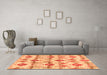 Machine Washable Abstract Orange Modern Area Rugs in a Living Room, wshabs4027org