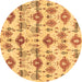 Round Abstract Brown Modern Rug, abs4027brn