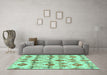 Machine Washable Abstract Turquoise Modern Area Rugs in a Living Room,, wshabs4027turq