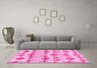 Machine Washable Abstract Pink Modern Rug in a Living Room, wshabs4027pnk