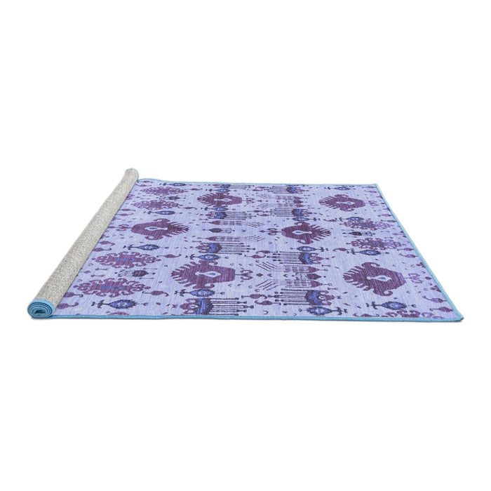 Sideview of Machine Washable Abstract Blue Modern Rug, wshabs4027blu