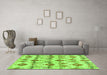 Machine Washable Abstract Green Modern Area Rugs in a Living Room,, wshabs4027grn