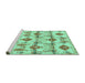 Sideview of Machine Washable Abstract Turquoise Modern Area Rugs, wshabs4027turq