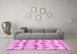 Machine Washable Abstract Purple Modern Area Rugs in a Living Room, wshabs4027pur