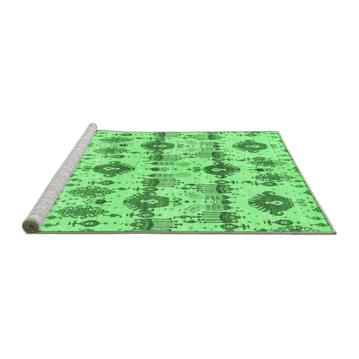 Sideview of Machine Washable Abstract Emerald Green Modern Area Rugs, wshabs4027emgrn