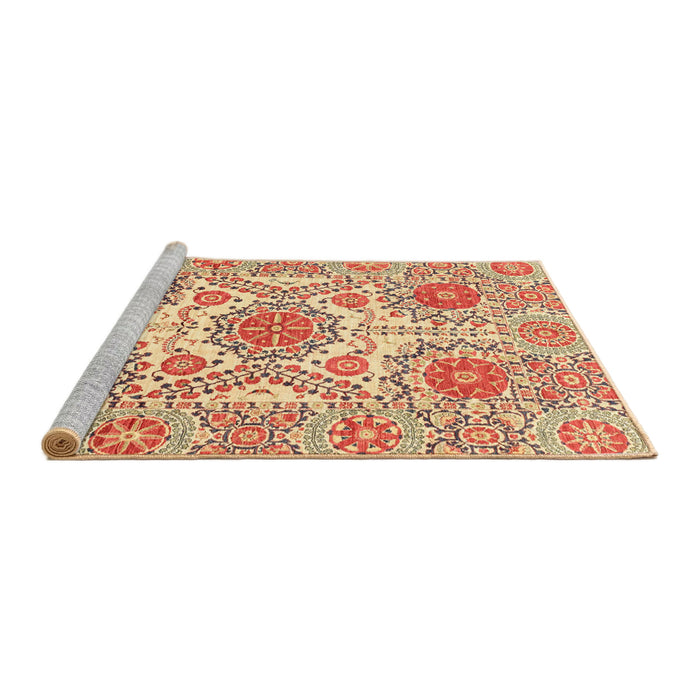 Sideview of Machine Washable Abstract Mustard Yellow Rug, wshabs4028
