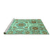 Sideview of Machine Washable Abstract Turquoise Modern Area Rugs, wshabs4028turq