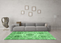 Machine Washable Abstract Emerald Green Modern Rug, wshabs4028emgrn