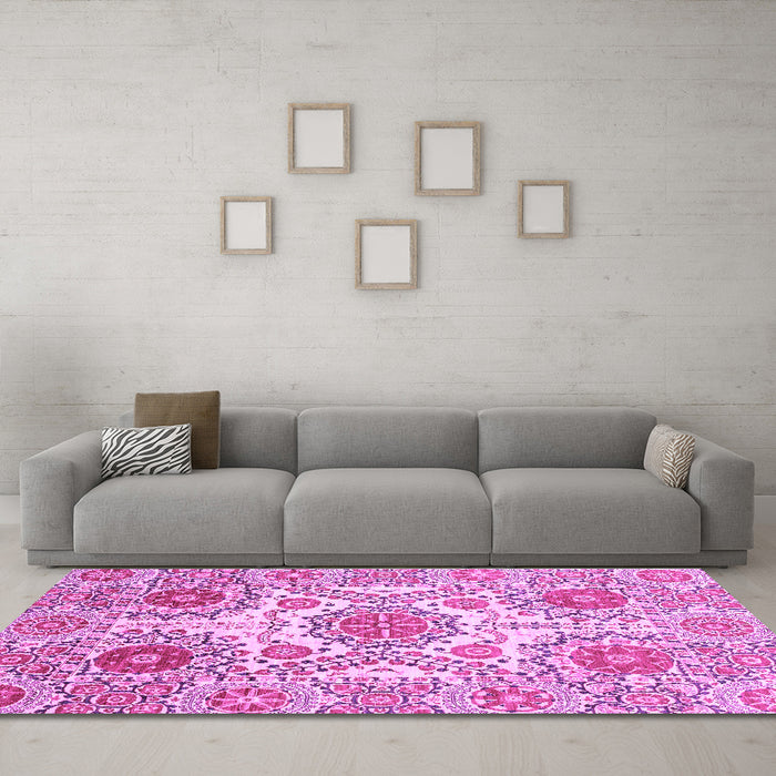 Machine Washable Abstract Purple Modern Area Rugs in a Living Room, wshabs4028pur