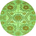 Round Machine Washable Abstract Green Modern Area Rugs, wshabs4028grn