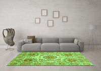 Machine Washable Abstract Green Modern Rug, wshabs4028grn