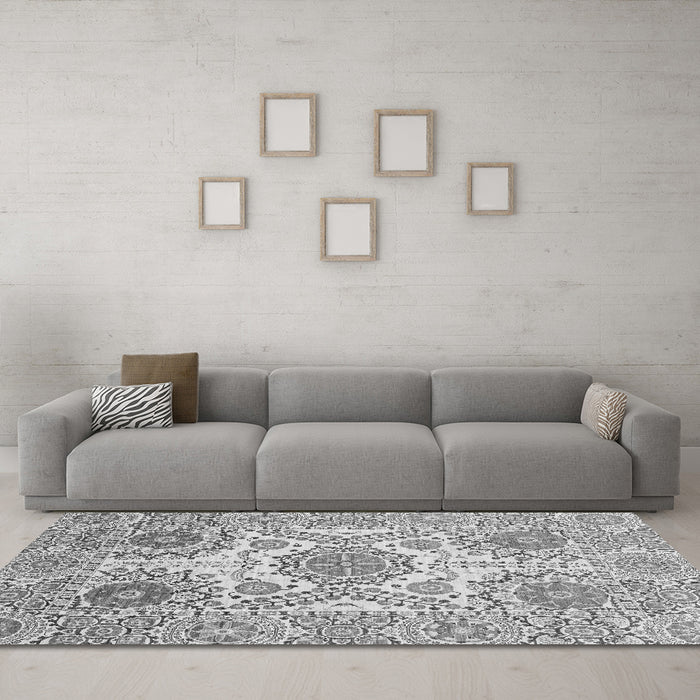 Machine Washable Abstract Gray Modern Rug in a Living Room,, wshabs4028gry