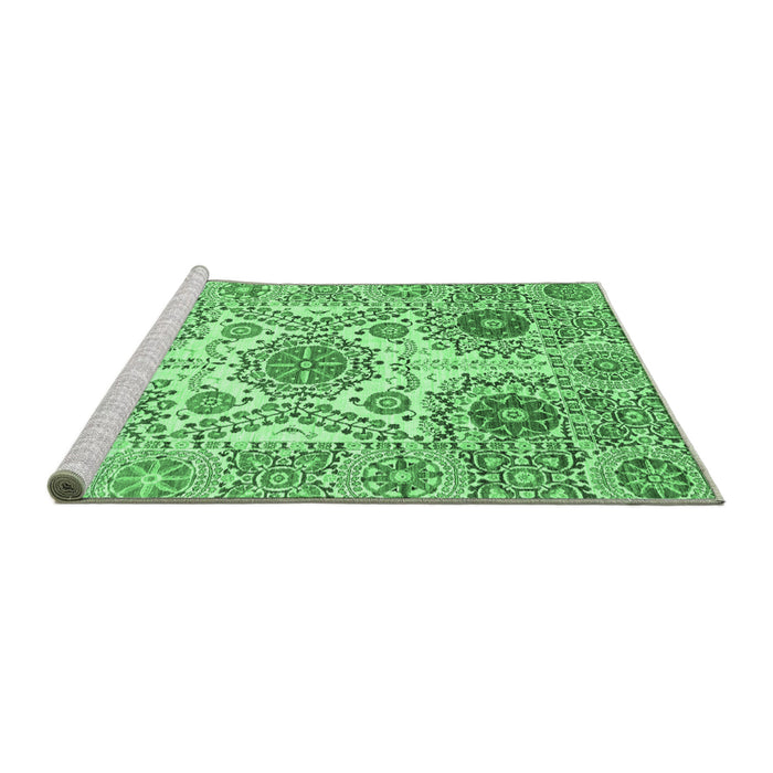 Sideview of Machine Washable Abstract Emerald Green Modern Area Rugs, wshabs4028emgrn