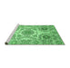 Sideview of Machine Washable Abstract Emerald Green Modern Area Rugs, wshabs4028emgrn