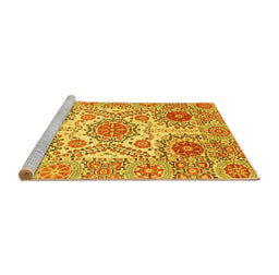Sideview of Machine Washable Abstract Yellow Modern Rug, wshabs4028yw